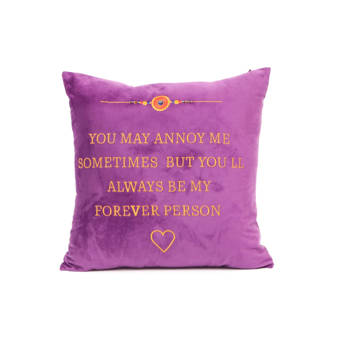 Sibling Quote Velvet Cushion 41 x 41 cm, Forever Person