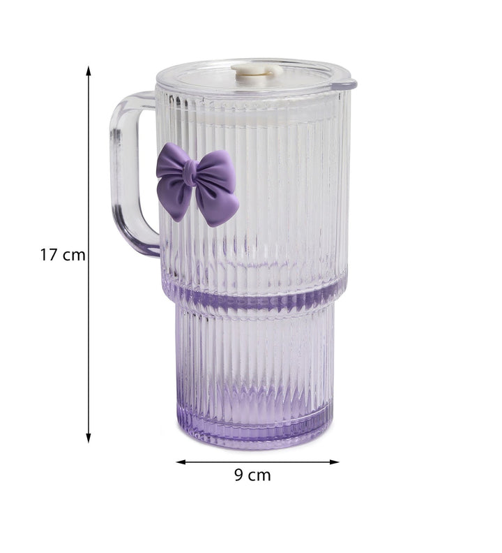 Ribbonette Fluted Glass Tumbler with Ribbon Detail Purple view 3