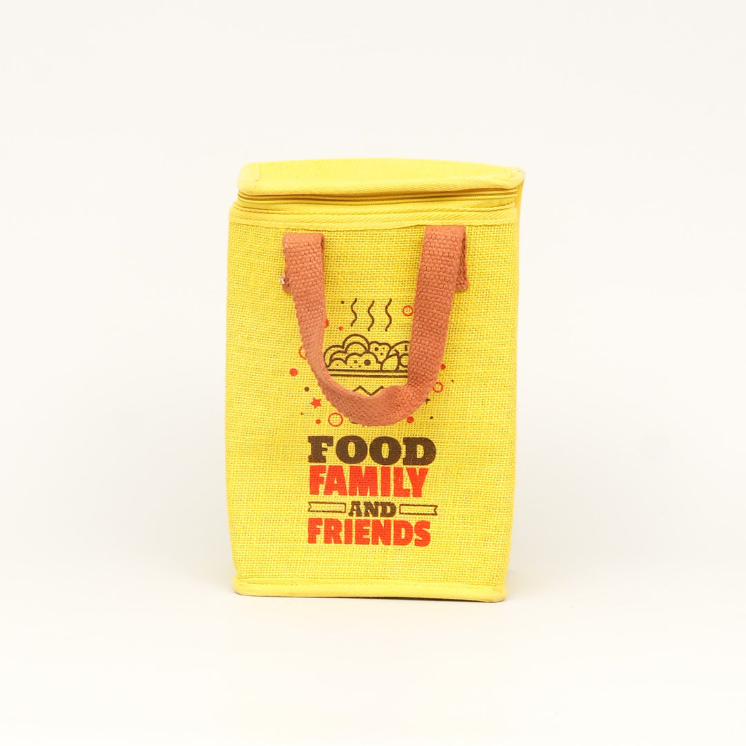 Insulated Jute Lunch Bag, Family and Friends, View 2
