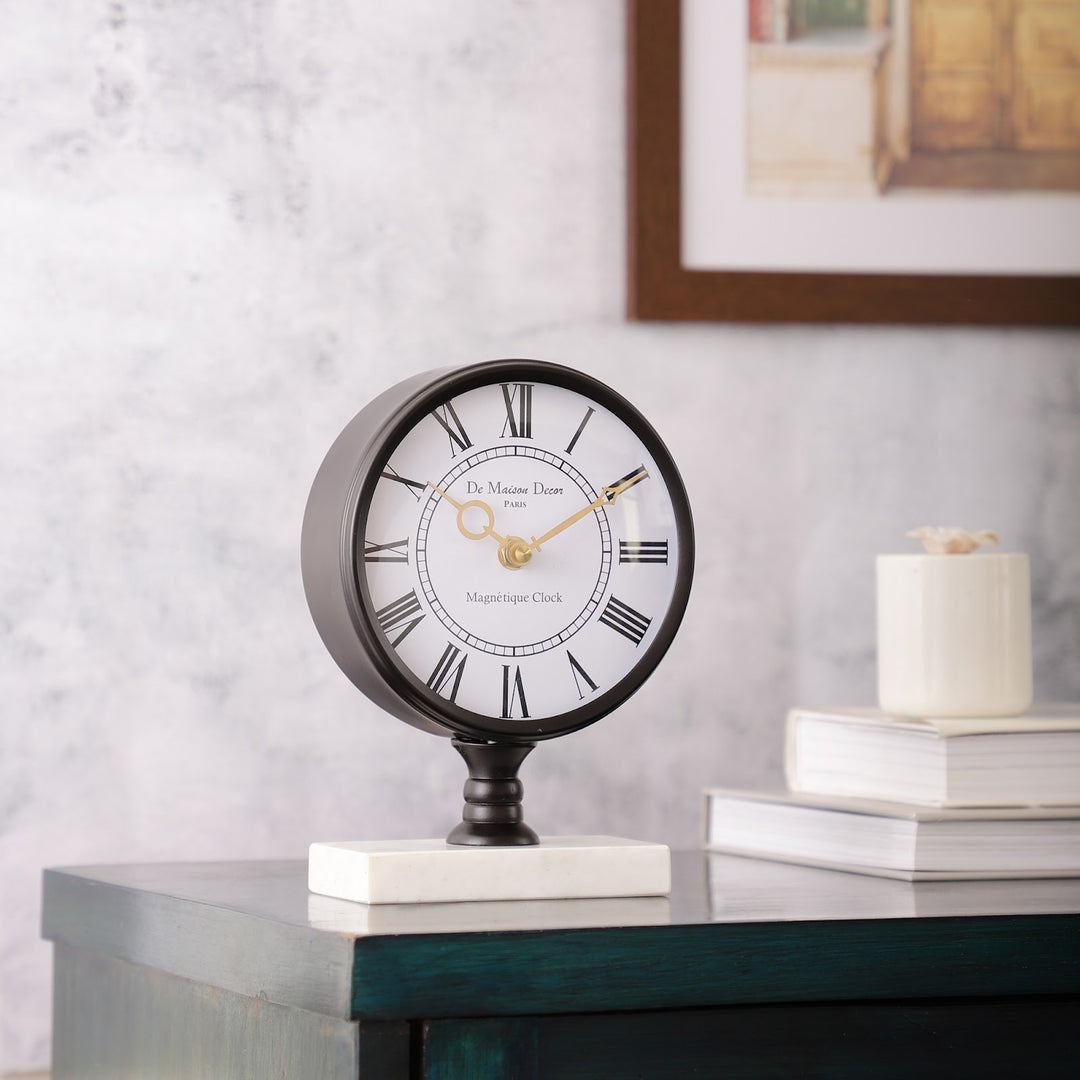 Expobazaar Seraphic Marble Timepiece In Black Clock