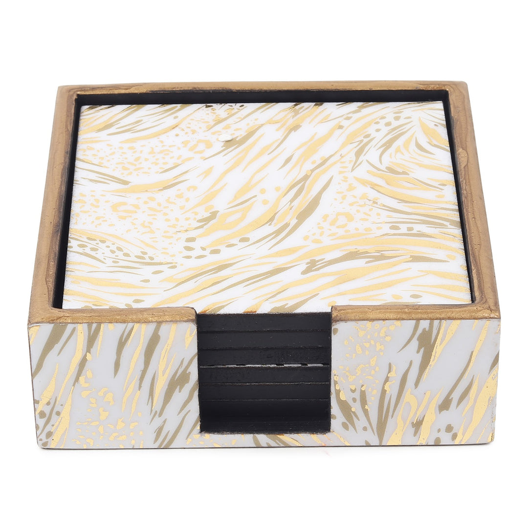 Expobazaar Zivra Gold Coaster Set of 6