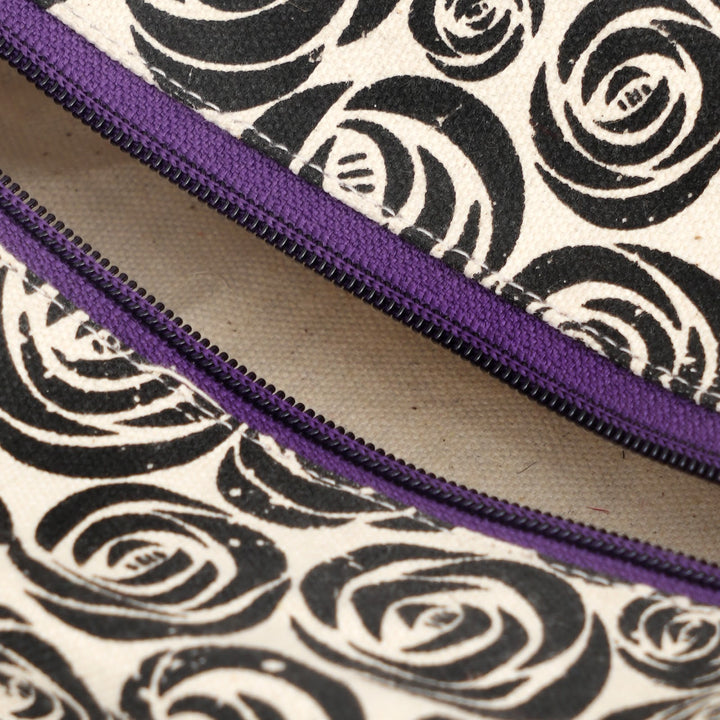 Black Swirl Print Fluffy Pouch with Pom Pom, View 4