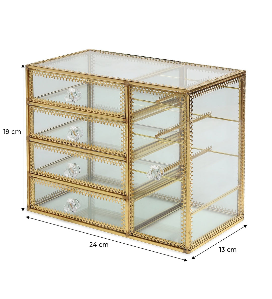 Arden Glass and Metal Cabinet Jewellery Box view 2