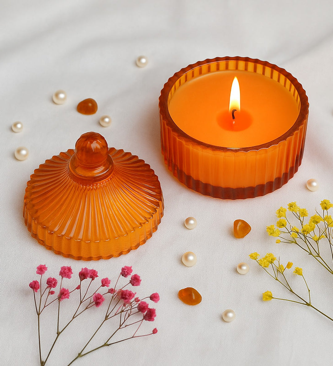 Expobazaar Elara Amber Ember Candle in Jar