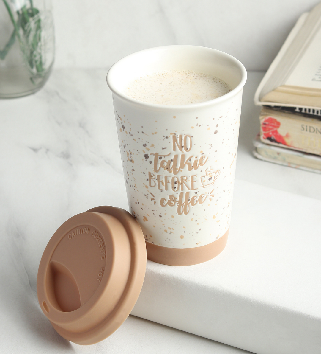Coffee First Terrazzo Ceramic Coffee Mug Beige view 2