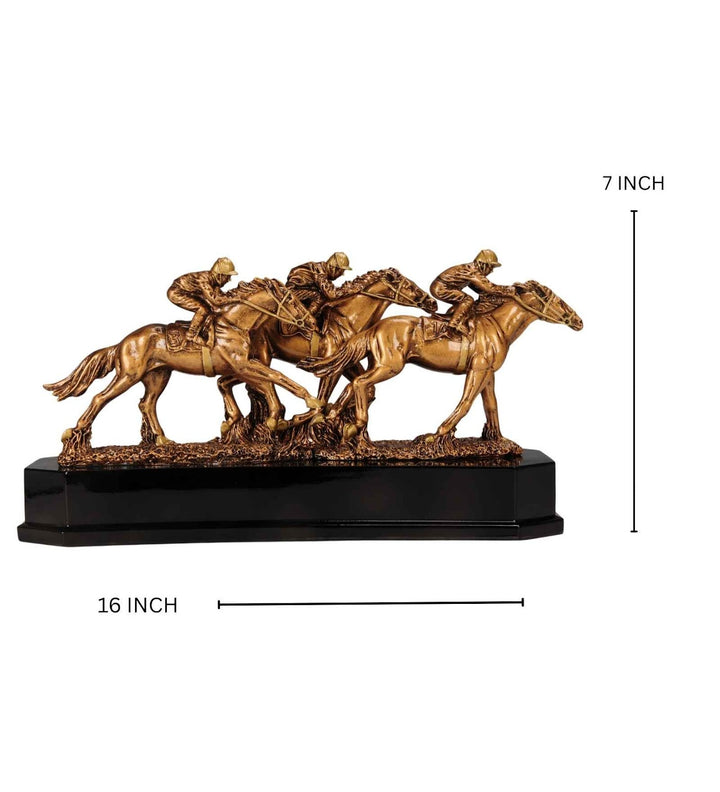 Expobazaar Galloping Horse Racing Resin Sculpture for Luxury Decor