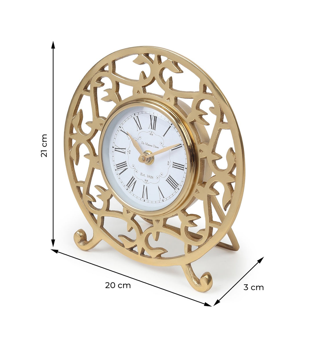 Rosenthal Vintage Metal Table Clock with Roman Numerals Gold view 3