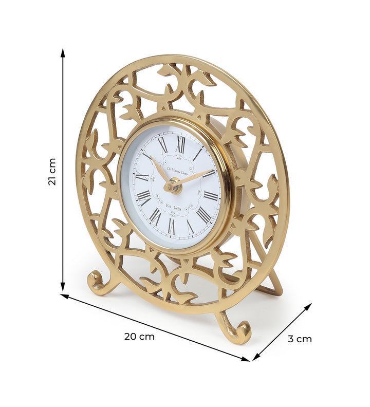 Rosenthal Vintage Metal Table Clock with Roman Numerals Gold view 3