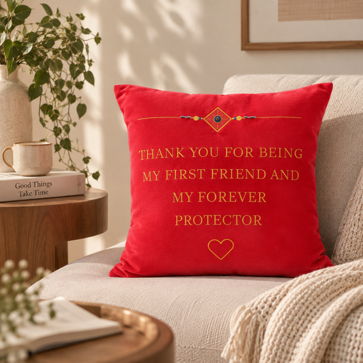 Sibling Quote Velvet Cushion 41 x 41 cm, Thank You, view 4