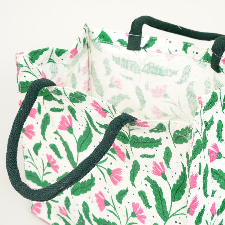 Floral Print Jute Lunch Bag, View 4