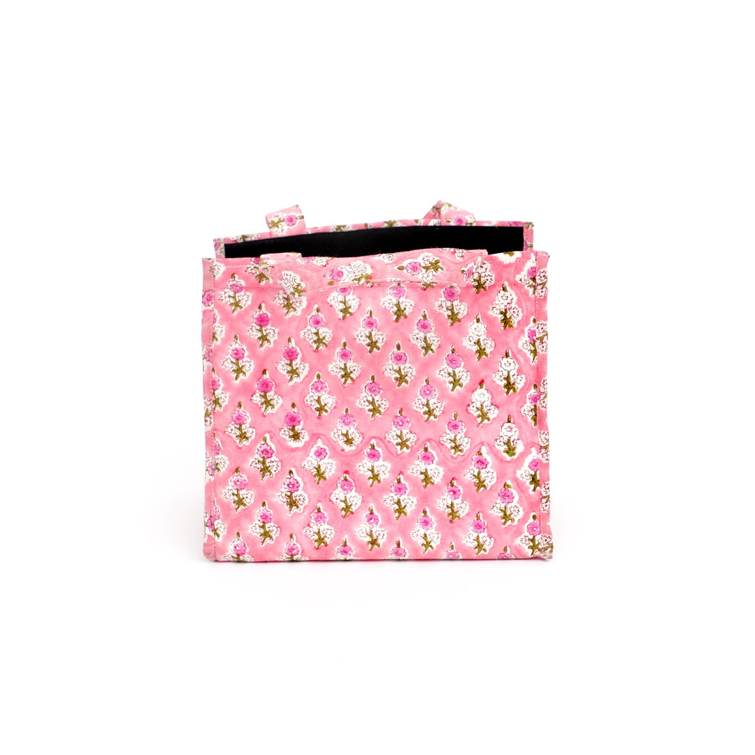 Insulated Cotton Lunch Bag Set of 2, Pink Paisley Floral, view 5