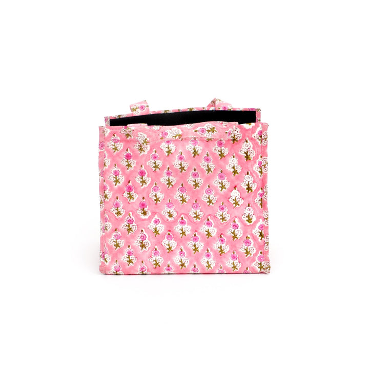 Insulated Cotton Lunch Bag Set of 2, Pink Paisley Floral, view 5