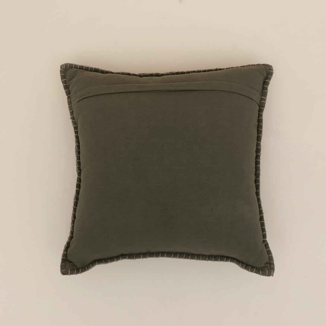 Pickle Green Velvet Blanket Stitch Cushion, View 3