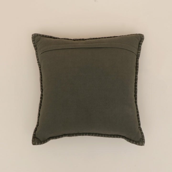 Pickle Green Velvet Blanket Stitch Cushion, View 3