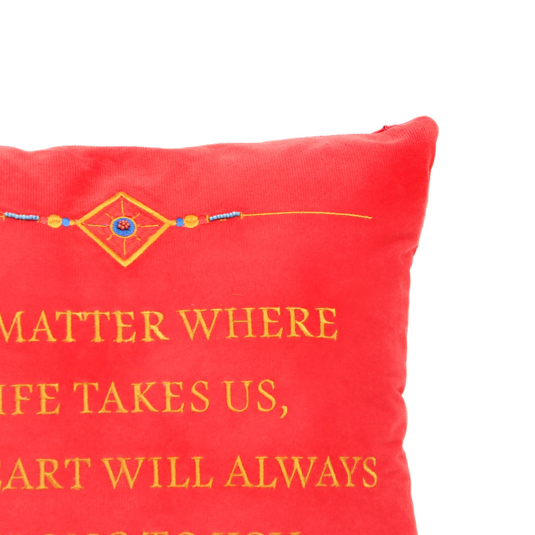 Rakhi Quote Velvet Cushion 41 x 41 cm, view 2