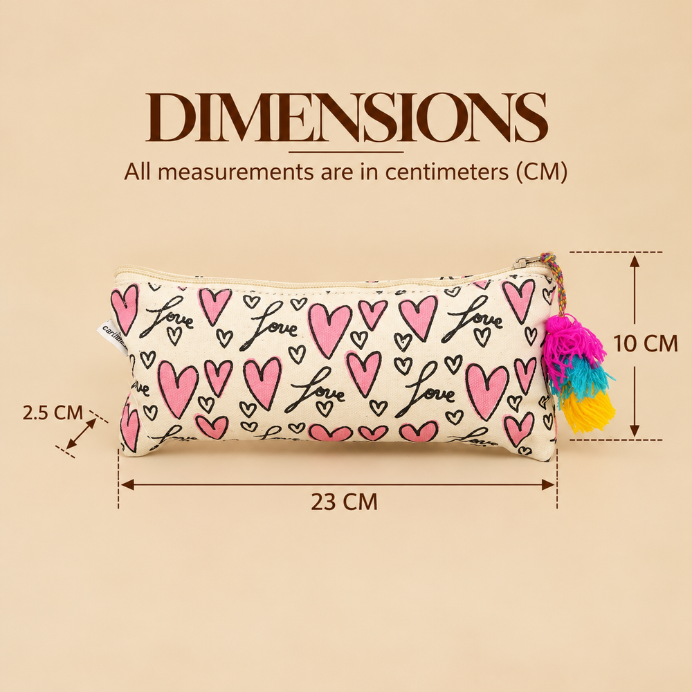 Heart Print Tassel Pencil Pouch, View 2