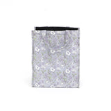 Large Insulated Cotton Lunch Bag, Grey Floral