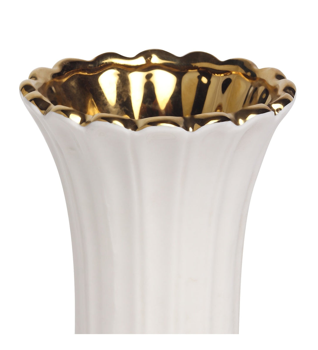 Garnet Ribbed Porcelain Vase with Gold Bands view 3