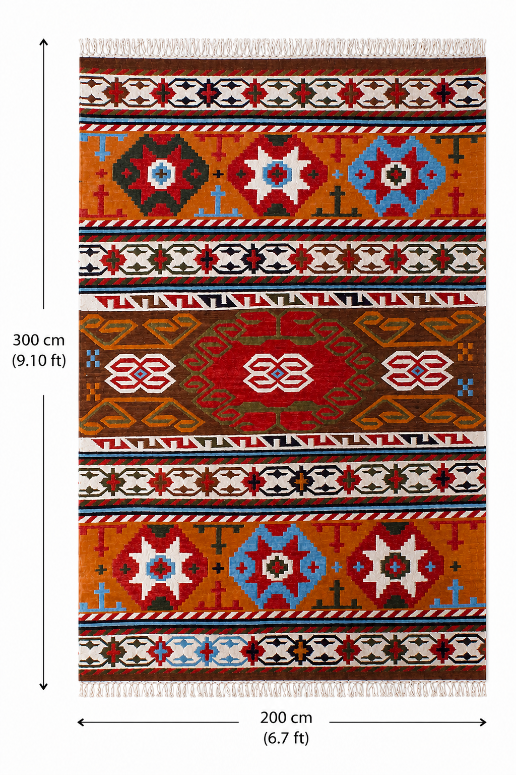 Terracotta Handwoven Wool Kilim Rug