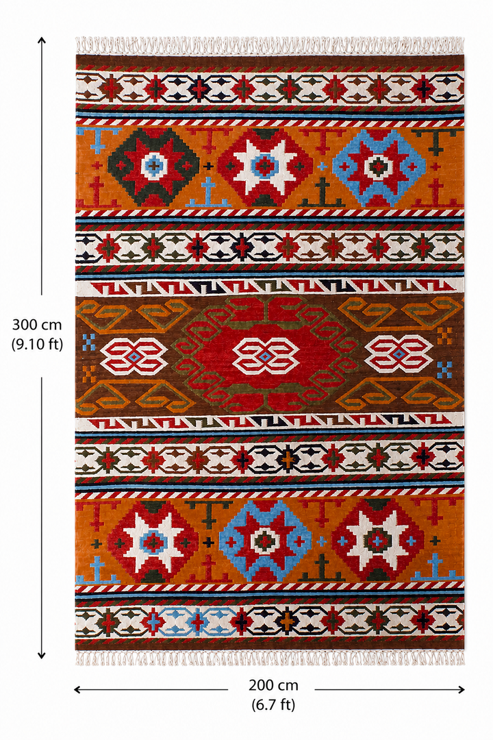 Terracotta Handwoven Wool Kilim Rug