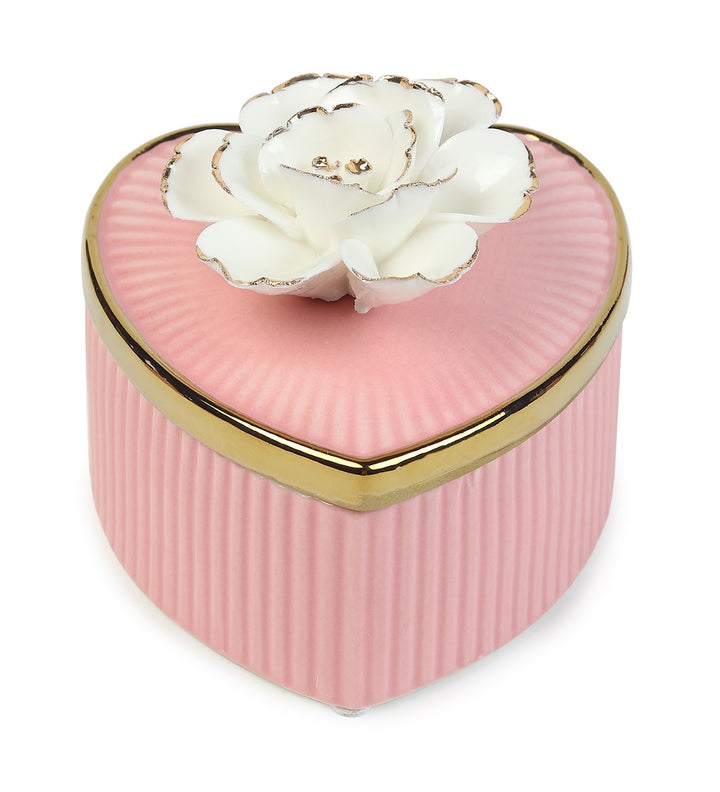 Lovebloom Heart Porcelain Trinket Box with Gold Edge view 4