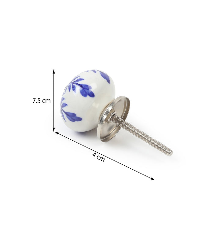 Ink Petal Blue Floral Ceramic Cabinet Knobs Set of 6 view 3