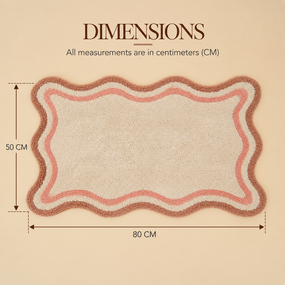 Pink Scalloped Border Cotton Bath Mat, View 2