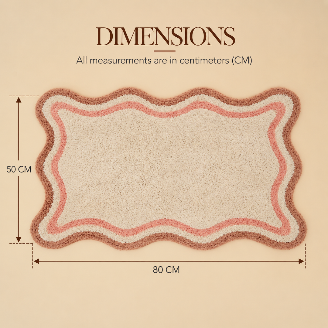 Pink Scalloped Border Cotton Bath Mat, View 2
