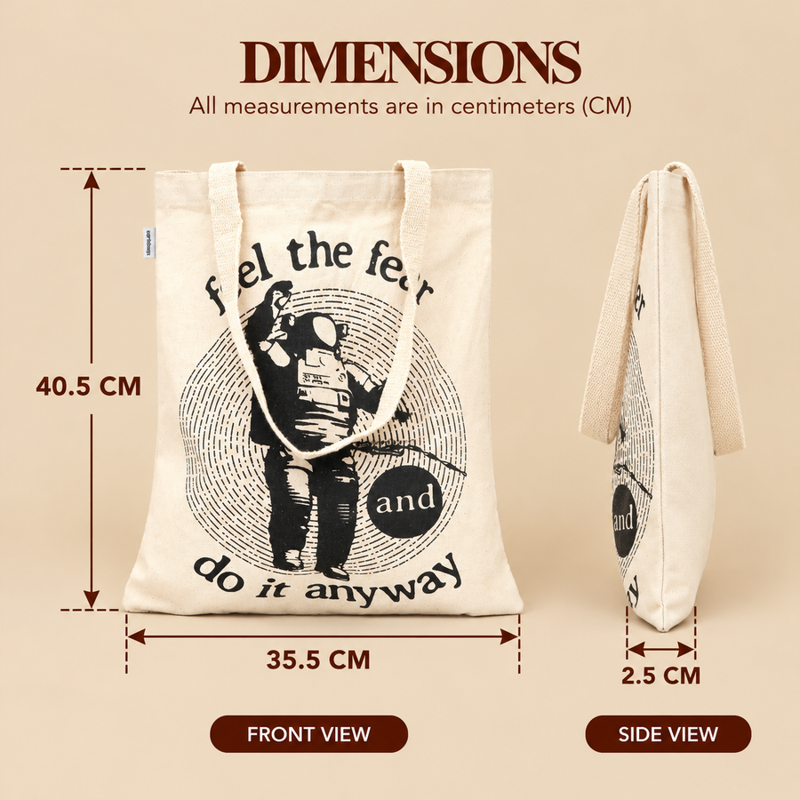 Feel the Fear Print Canvas Tote Bag