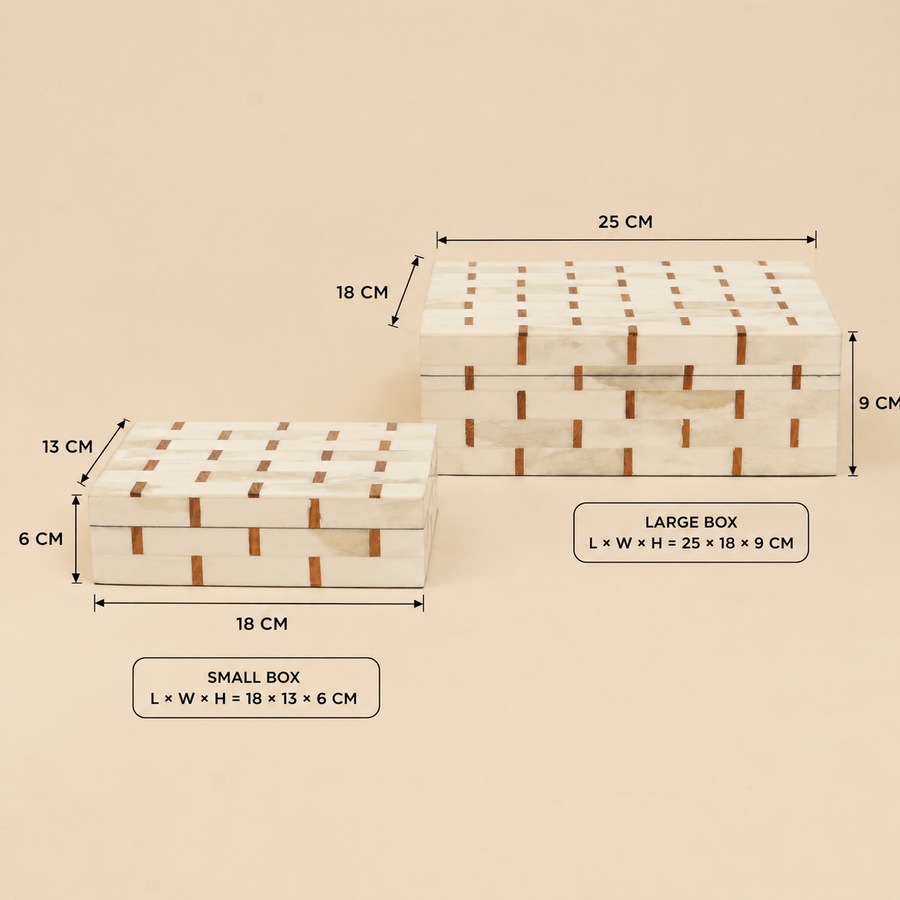 Brick Pattern Inlay Box Set of 2 handcrafted in India