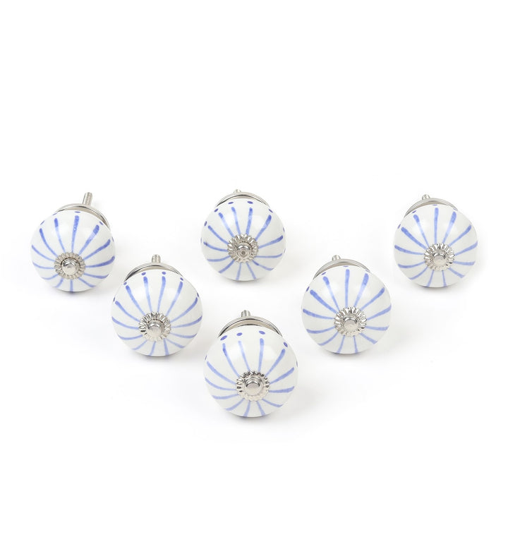 Estoria Blue Pottery Style Ceramic Knobs Set of 6 view 5