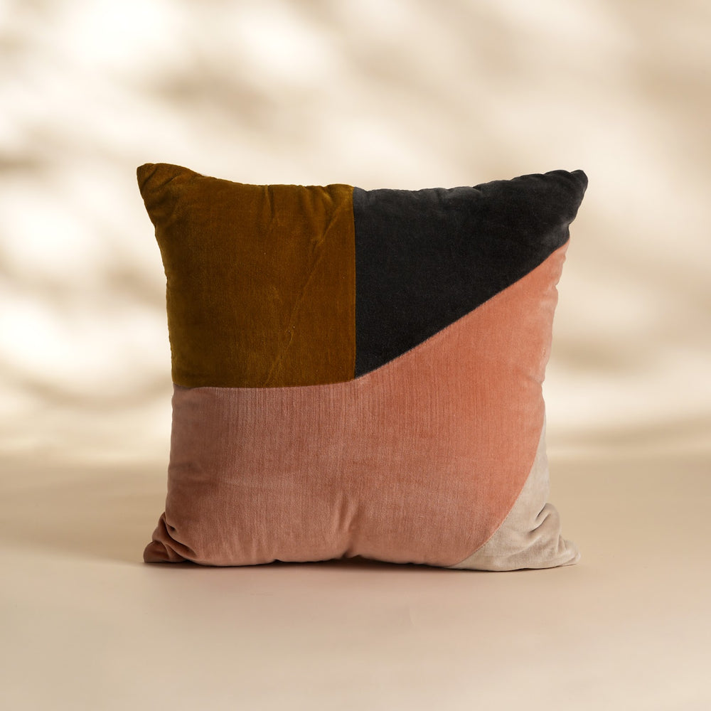 Colour Block Cotton Velvet Cushion, View 2