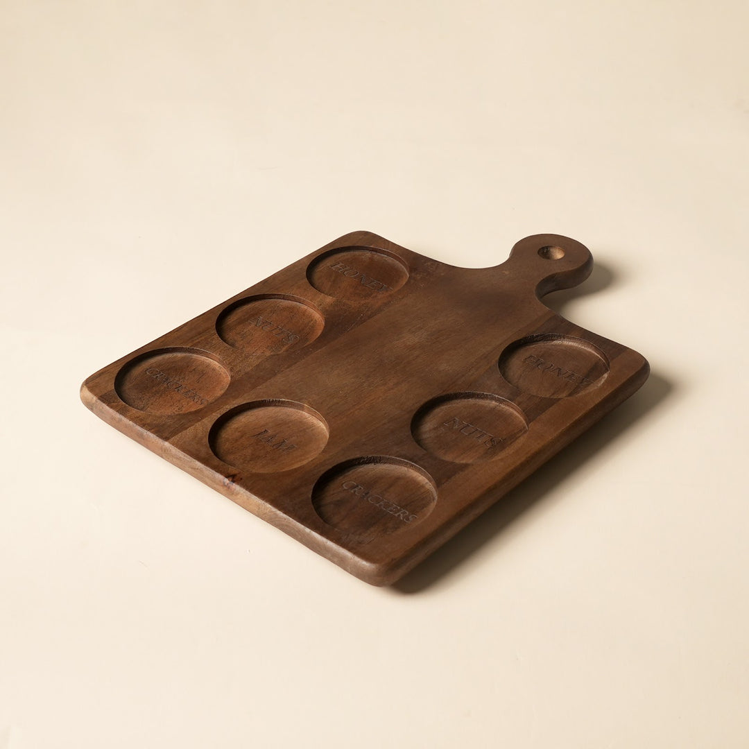 Large mango wood cheese board with knife