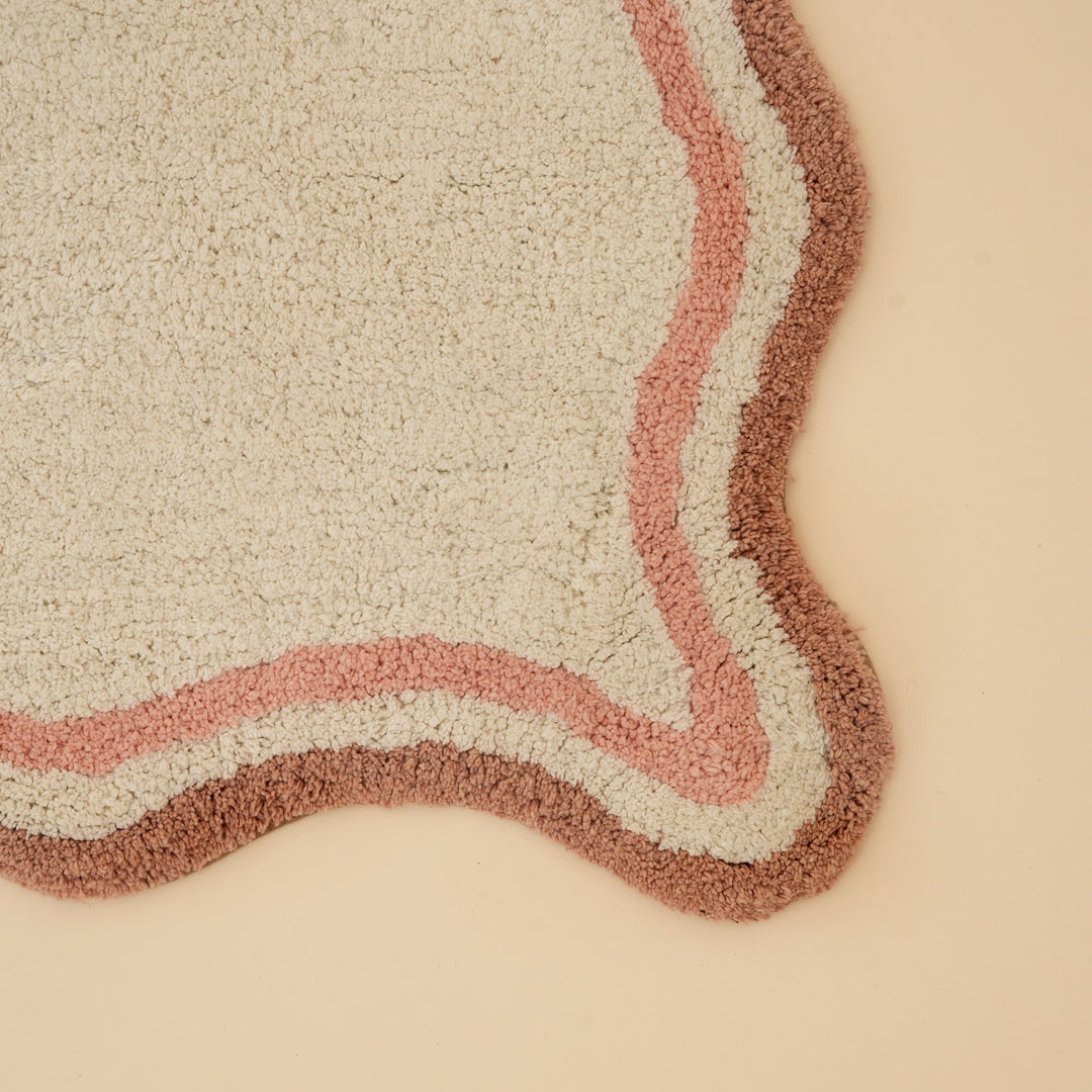 Pink Scalloped Border Cotton Bath Mat, View 4