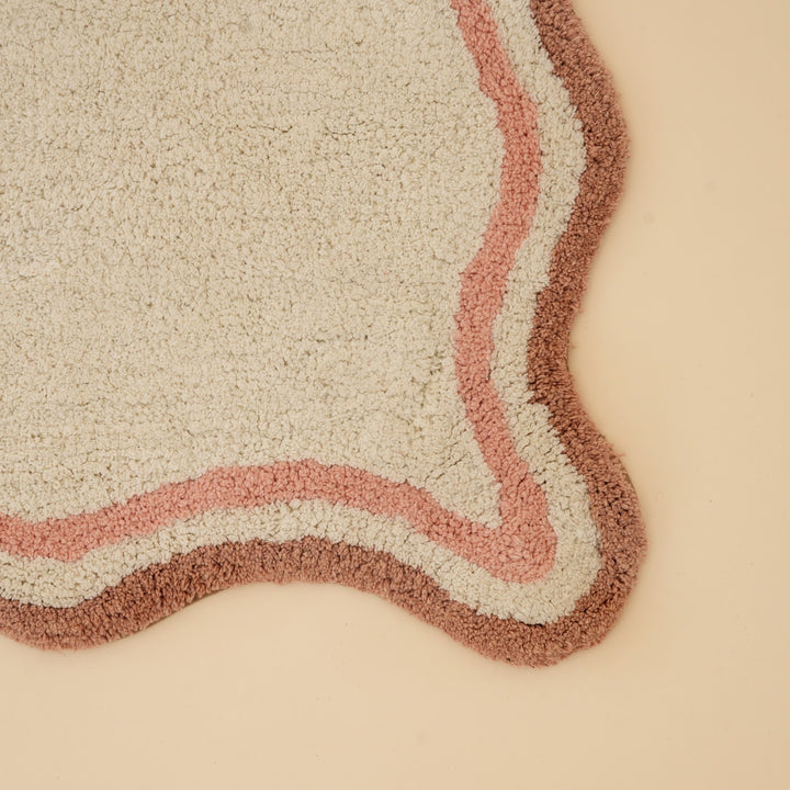 Pink Scalloped Border Cotton Bath Mat, View 4