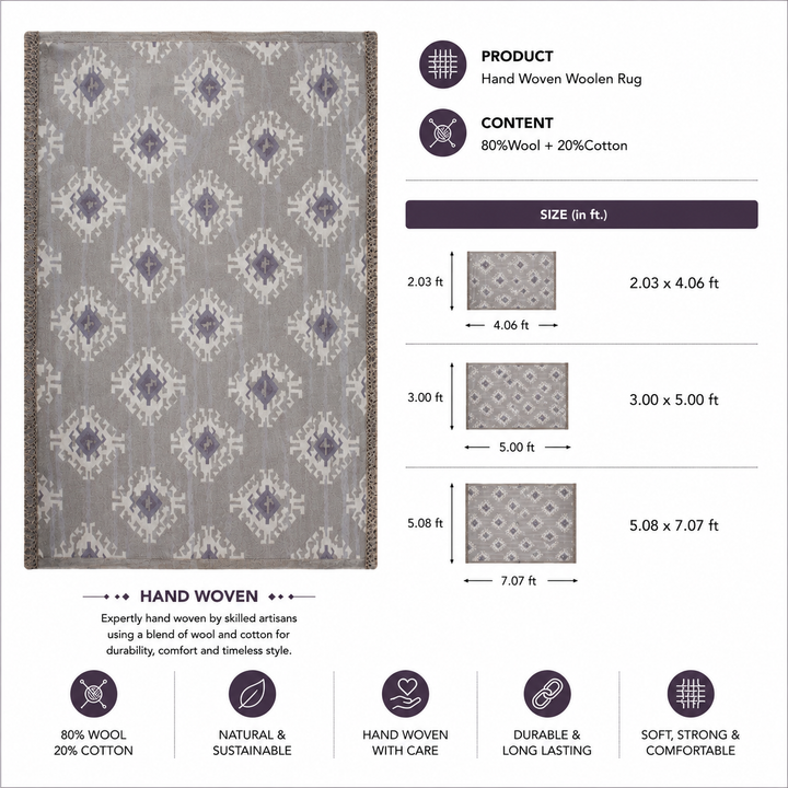 Expobazaar handwoven wool patch kilim rug VCD-10046