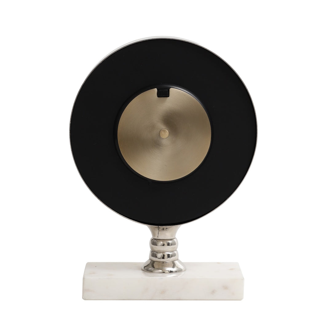 Expobazaar Seraphic Marble Timepiece In Silver Clock