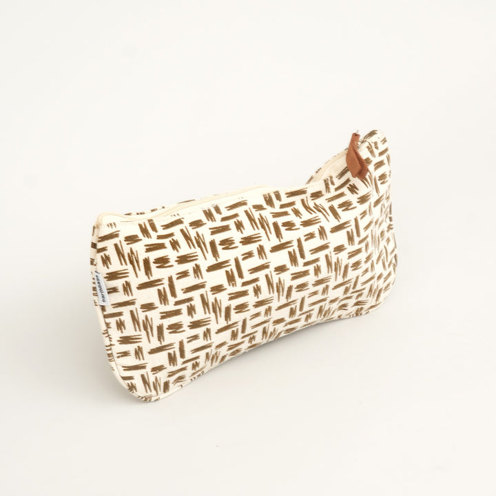 Geometric Print Canvas Zipper Pouch, View 3