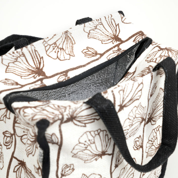 Express Jute Lunch Bag, Leaf Print, View 4