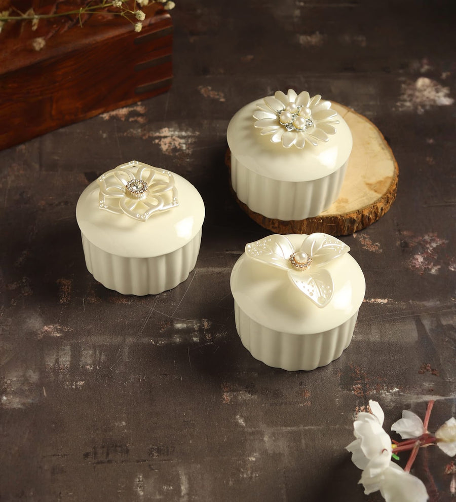 Trinkelle Jewelled Lid Porcelain Trinket Box Set of 3 view 1
