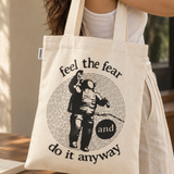 Feel the Fear Print Canvas Tote Bag, View 5