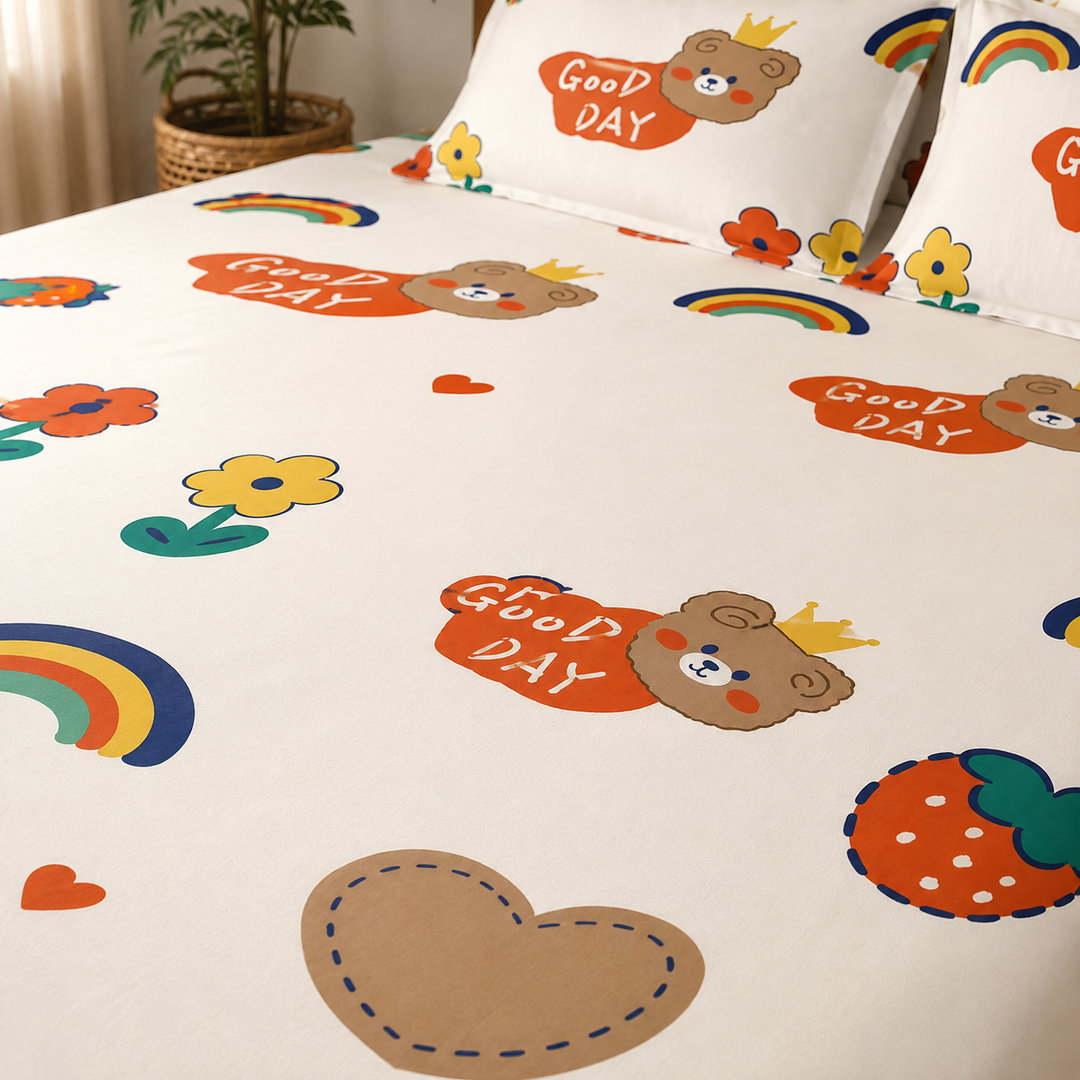 Kids Playful Rainbow Print Bedsheet