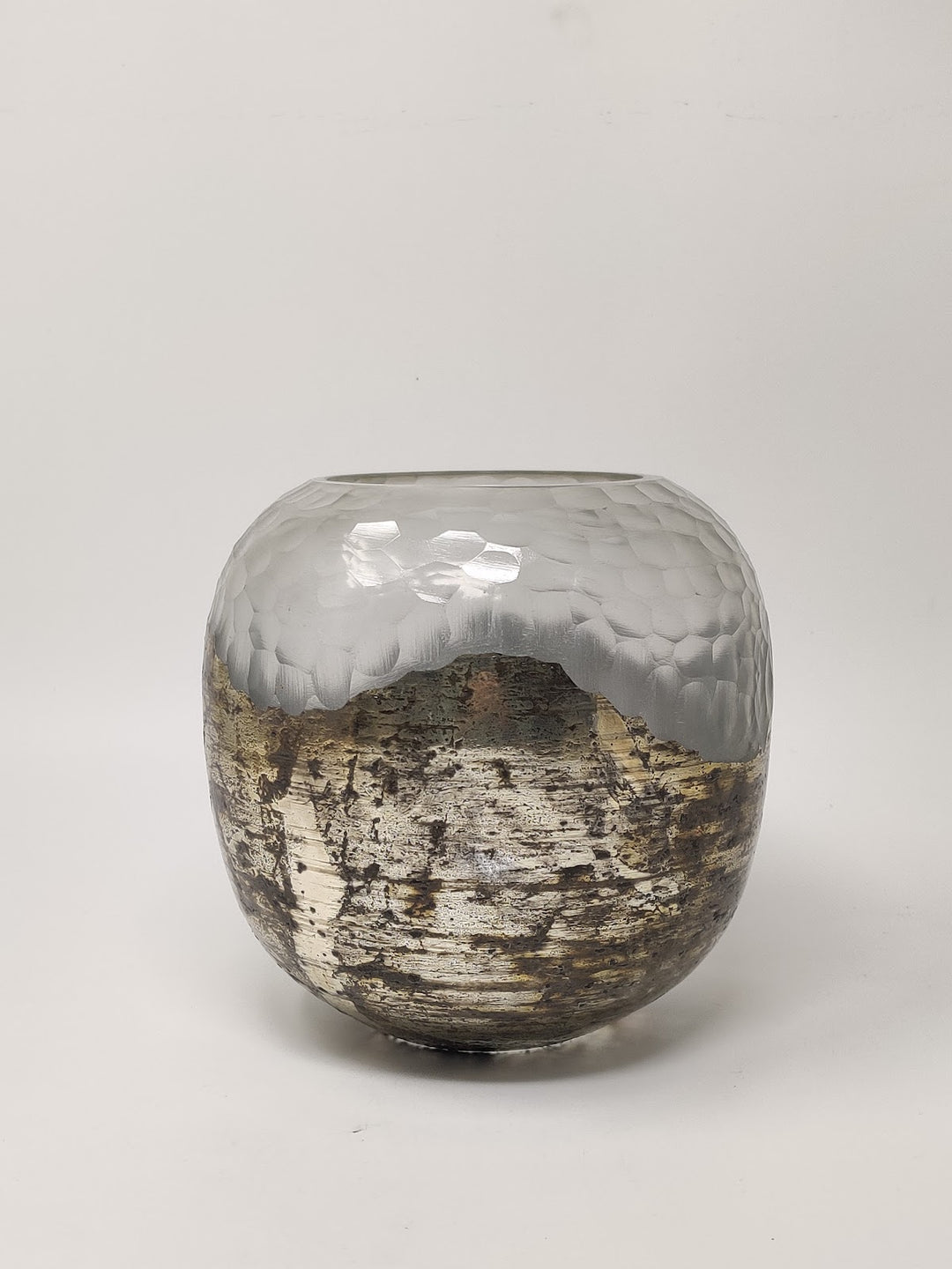 Expobazaar Antique Silver Chisel Cut Glass Vase
