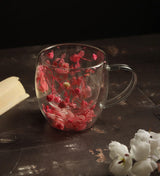 Dahlia Pressed Flower Glass Mug Small Pink view 1