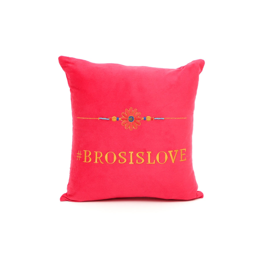 Rakhi Embroidered Velvet Cushion 30 cm, #BROSISLOVE