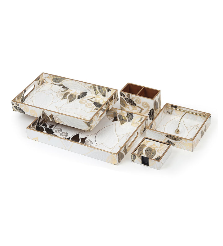 Ivory Noir Bloom Kitchen Set with Trays and Cutlery Stand view 5