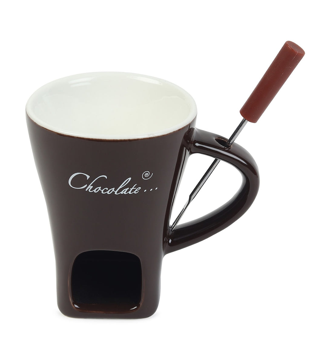 Choc Affair Ceramic Chocolate Fondue Cup with Candle Warmer Brown view 4