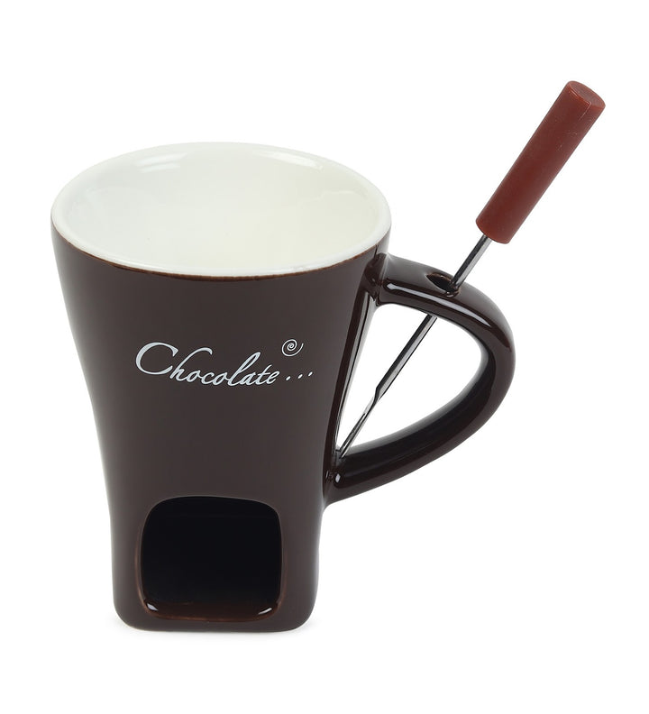 Choc Affair Ceramic Chocolate Fondue Cup with Candle Warmer Brown view 4