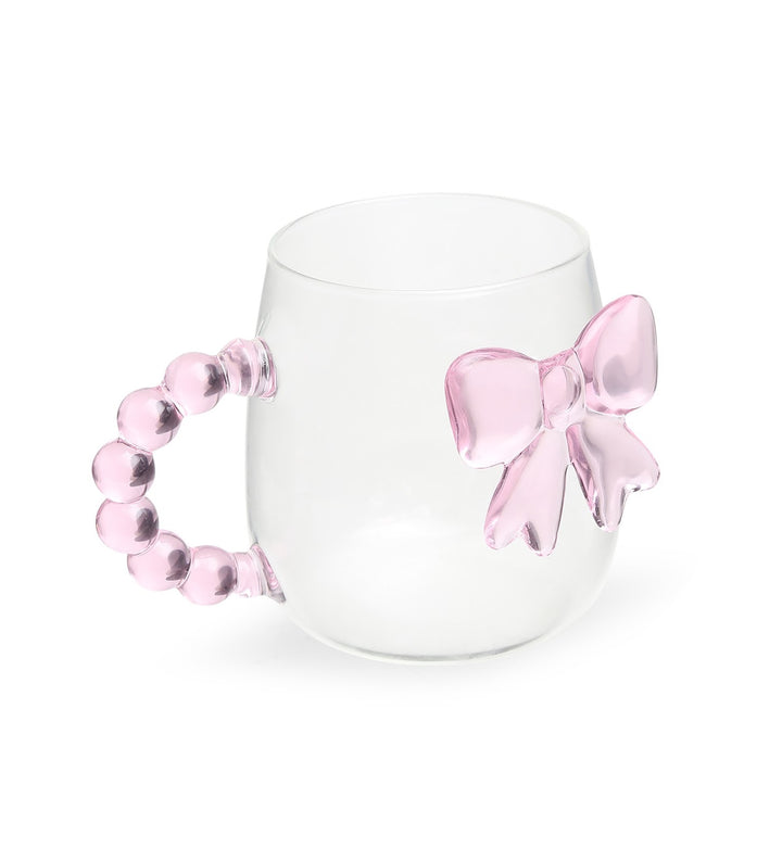 Pearlie Bow Clear Glass Mug with Pearl Handle view 4