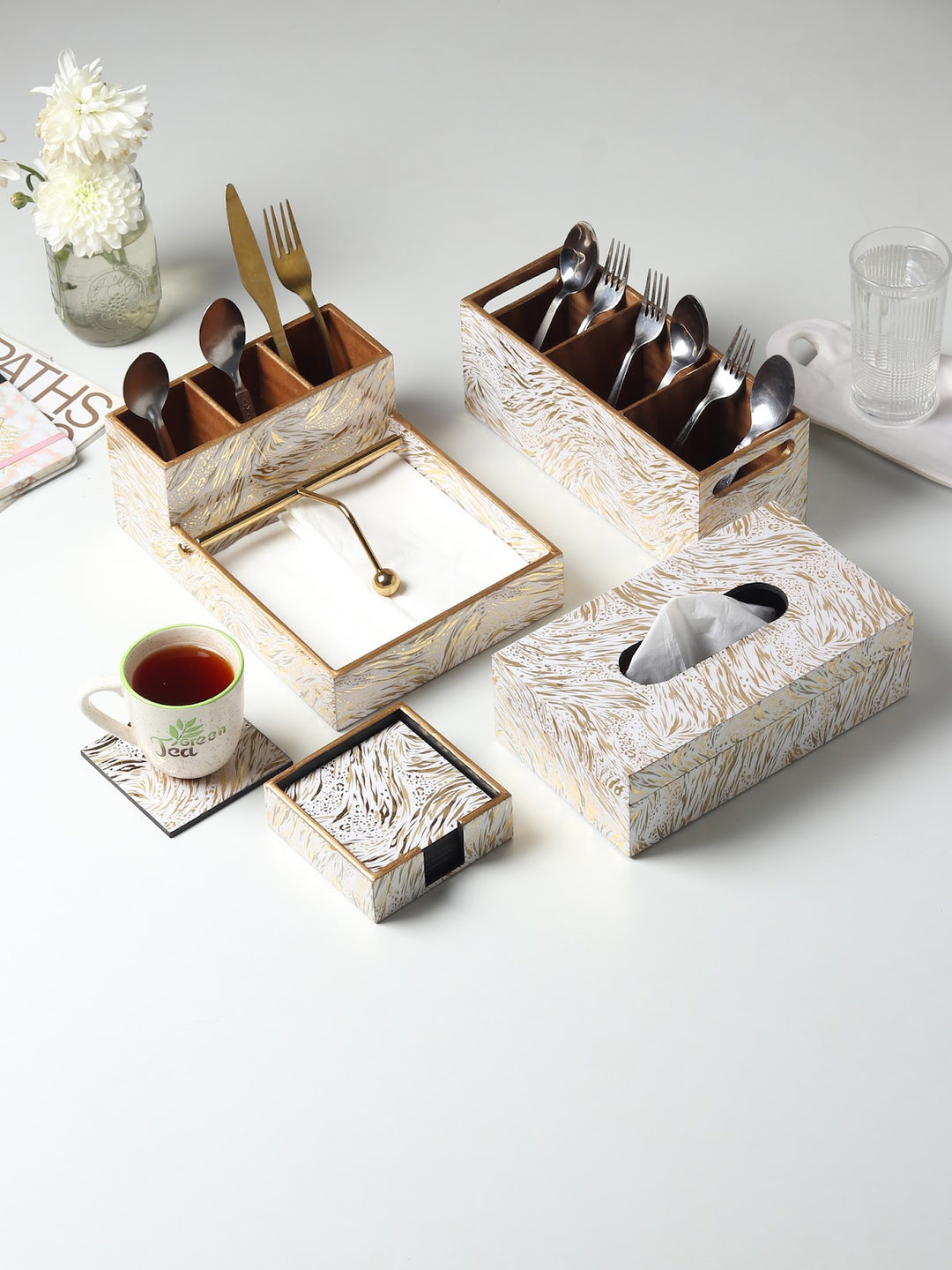 Expobazaar Zivra Gold Coaster Set of 6